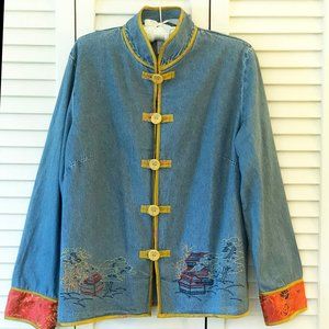 Hearts Of Palm Denim Jacket with Mandarin collar